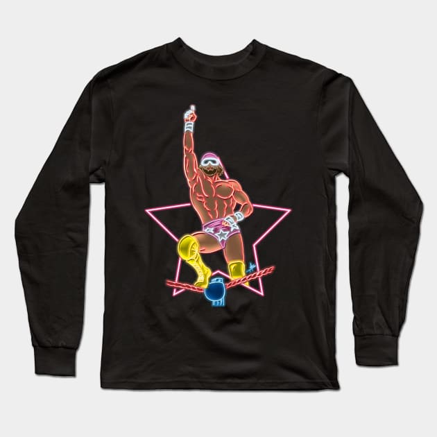 Macho man top rope neon color Long Sleeve T-Shirt by AlanSchell76